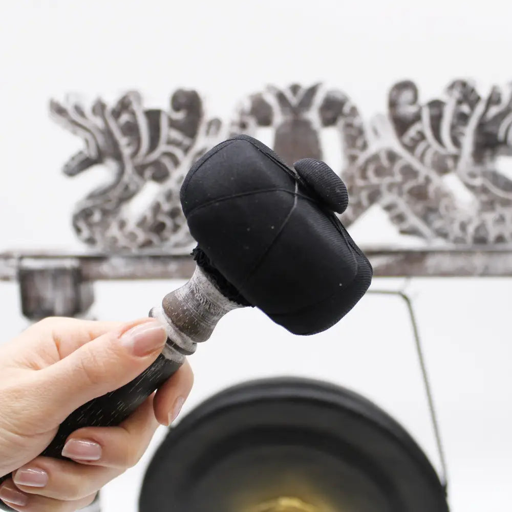Small Healing Gong in Stand - 25cm - Black - Handmade Healing Gong