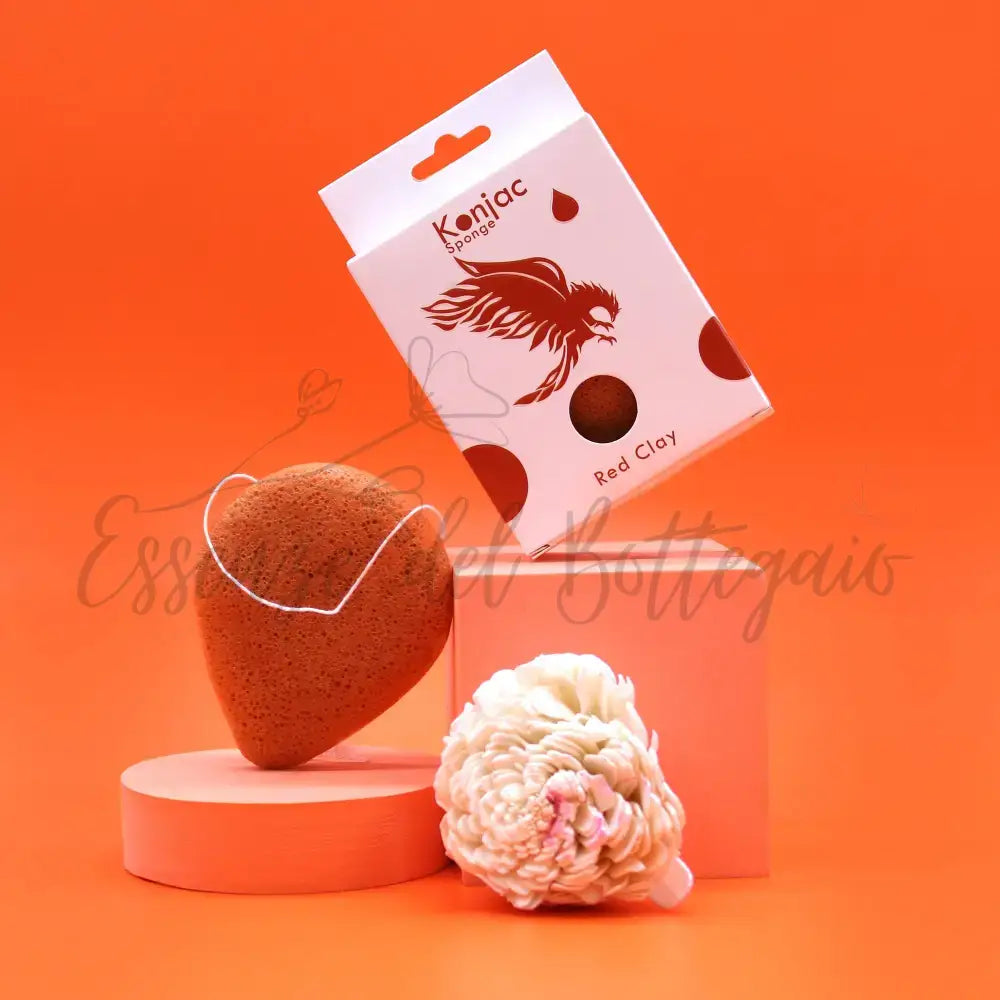 Spugna Konjac a Goccia - Argilla Rossa - Ringiovanente - Teardrop Konjac Sponge