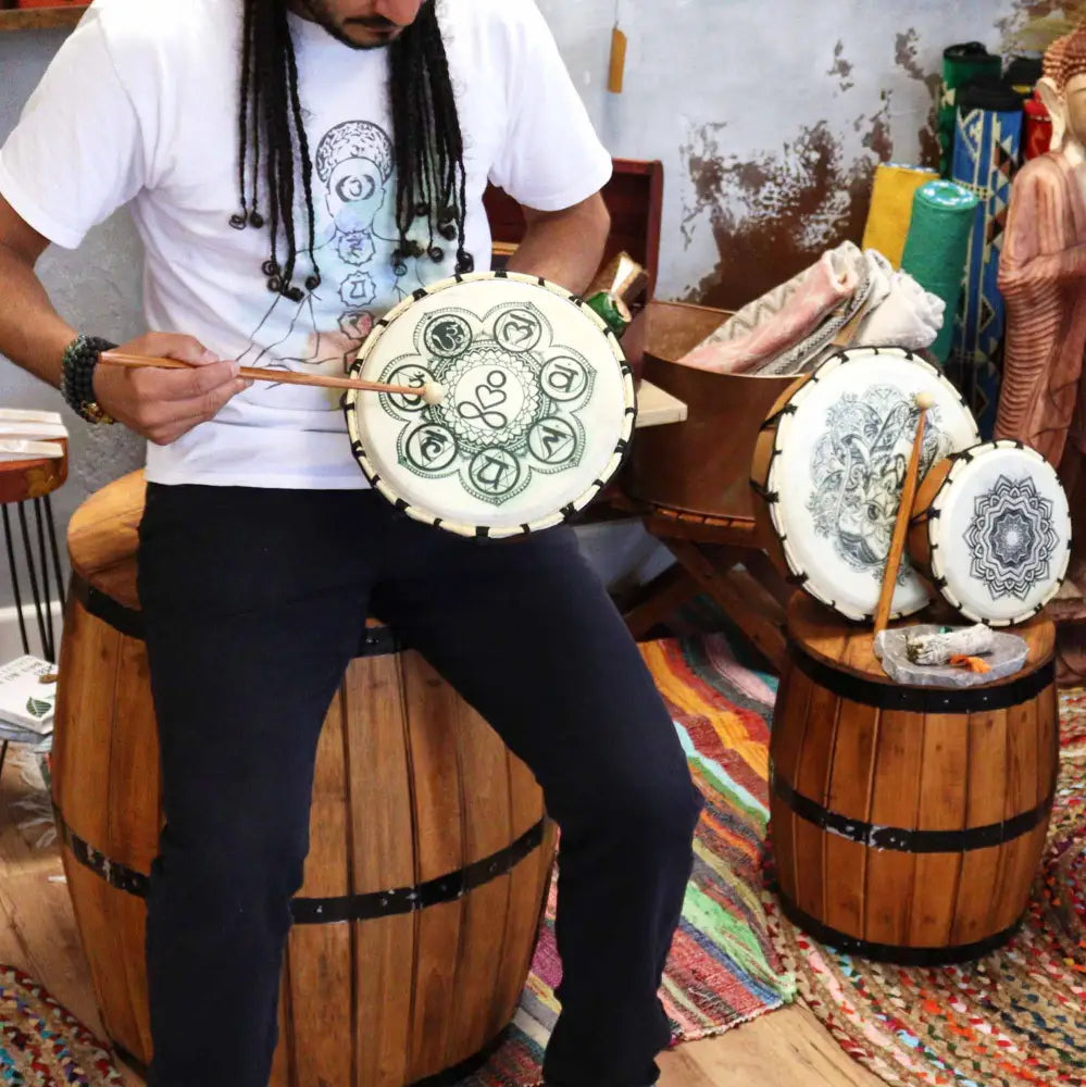 Tamburo Sciamanico Chakra con 1 Bacchetta - 25cm - Djembe & Shamanic Drums