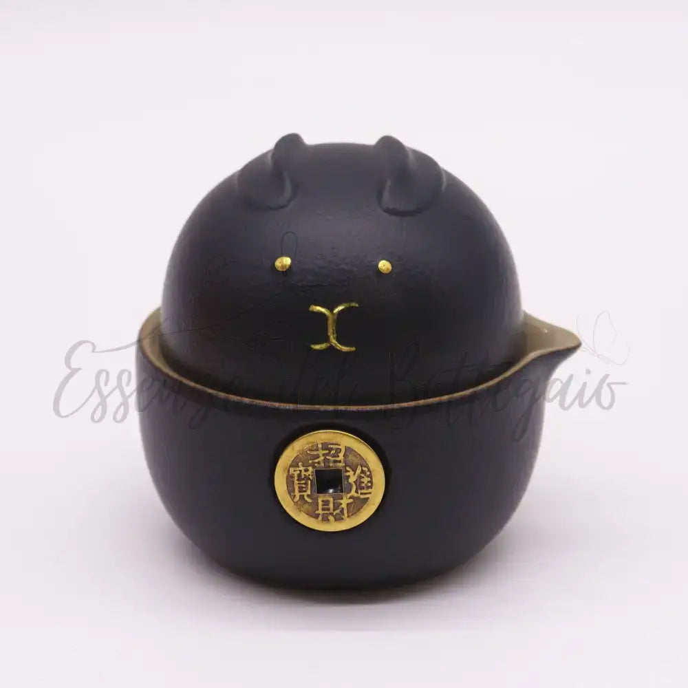 Teiera & 2 Tazze - Gatto Nero - Confezione da Viaggio - Herbal Teapot Set