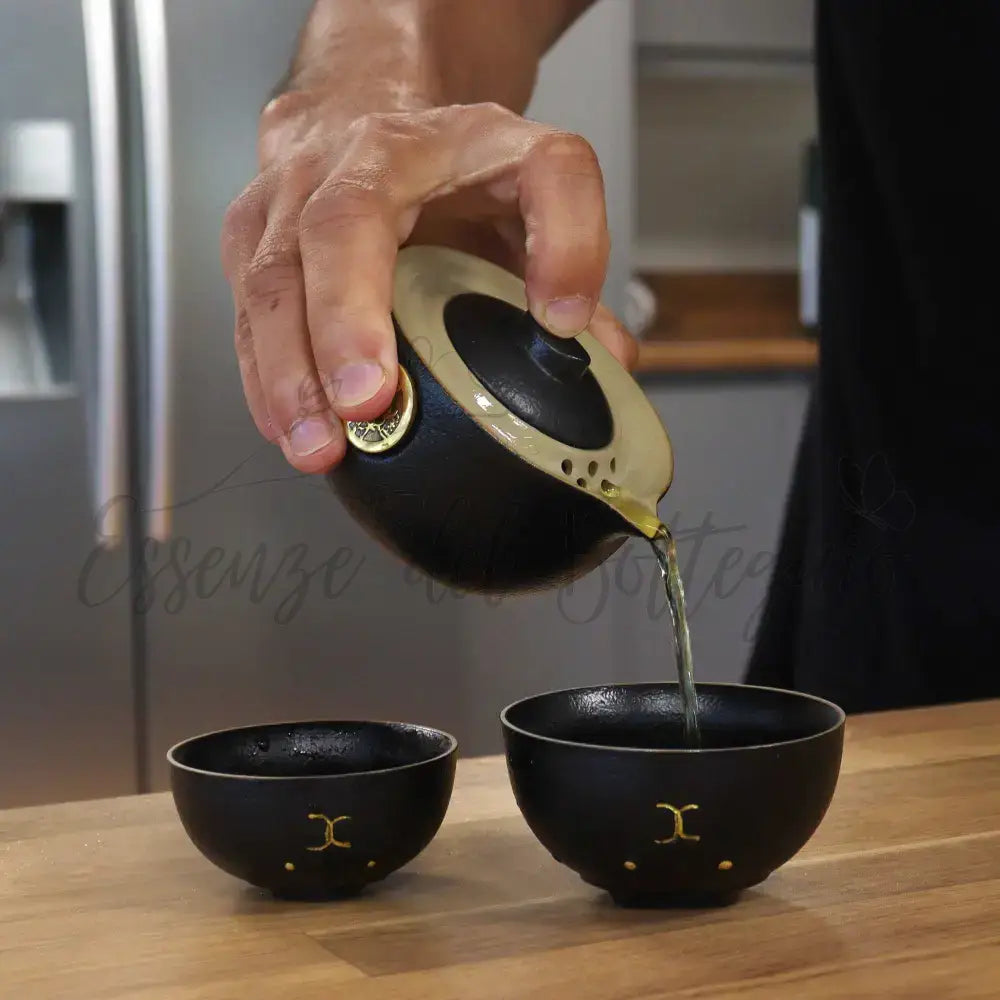 Teiera & 2 Tazze - Gatto Nero - Confezione da Viaggio - Herbal Teapot Set