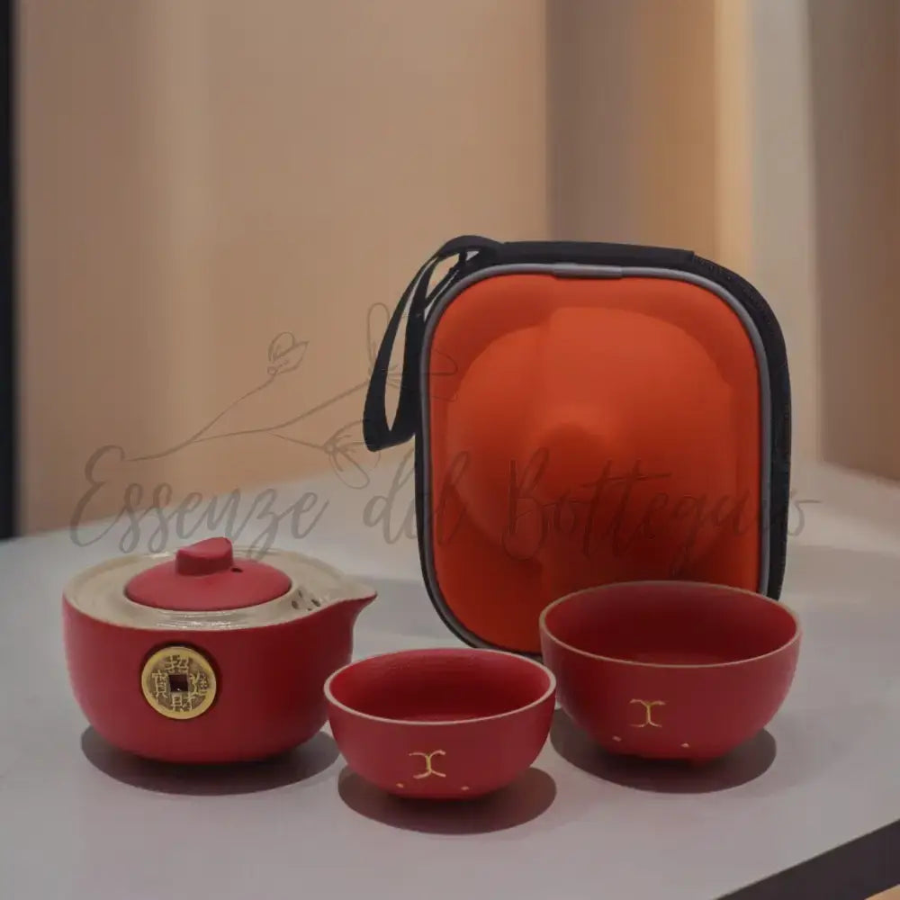 Teiera & 2 Tazze - Gatto Rosso - Confezione da Viaggio - Herbal Teapot Set