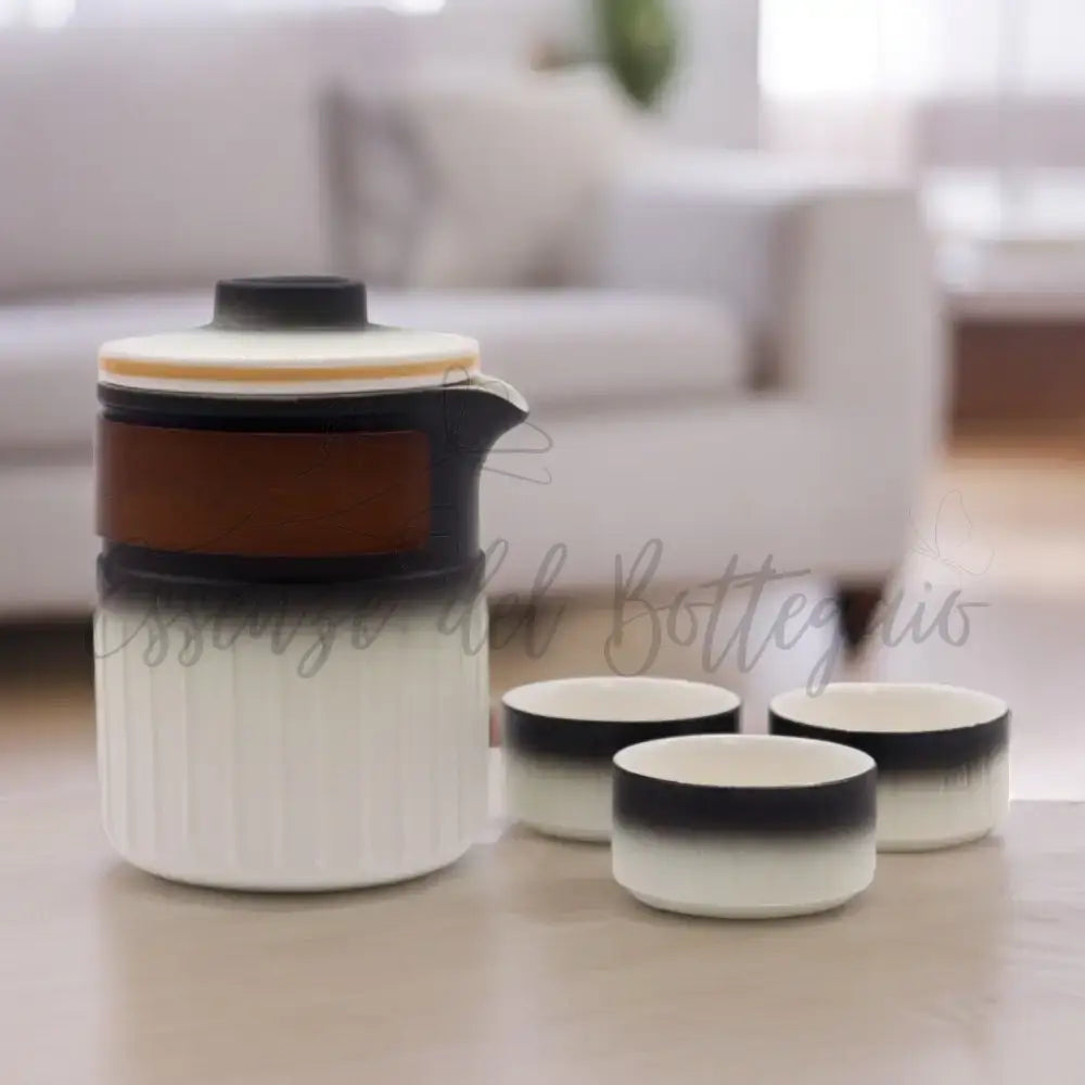 Teiera & 3 Tazze - Ceramica - Confezione da Viaggio - Herbal Teapot Set