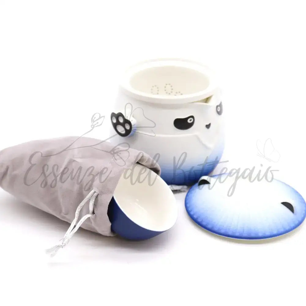 Teiera & 3 Tazze - Panda - Blu - Herbal Teapot Set