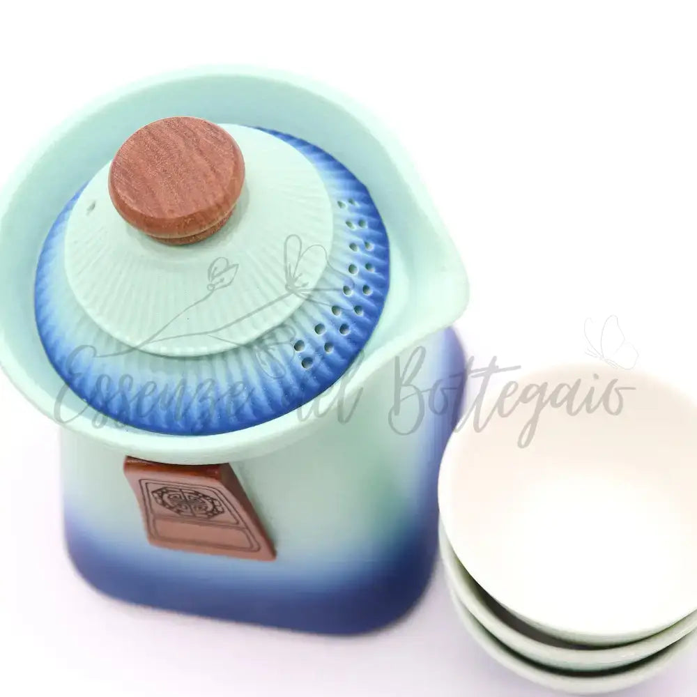 Teiera & 3 Tazze - Tempio - Blu Cielo - Herbal Teapot Set