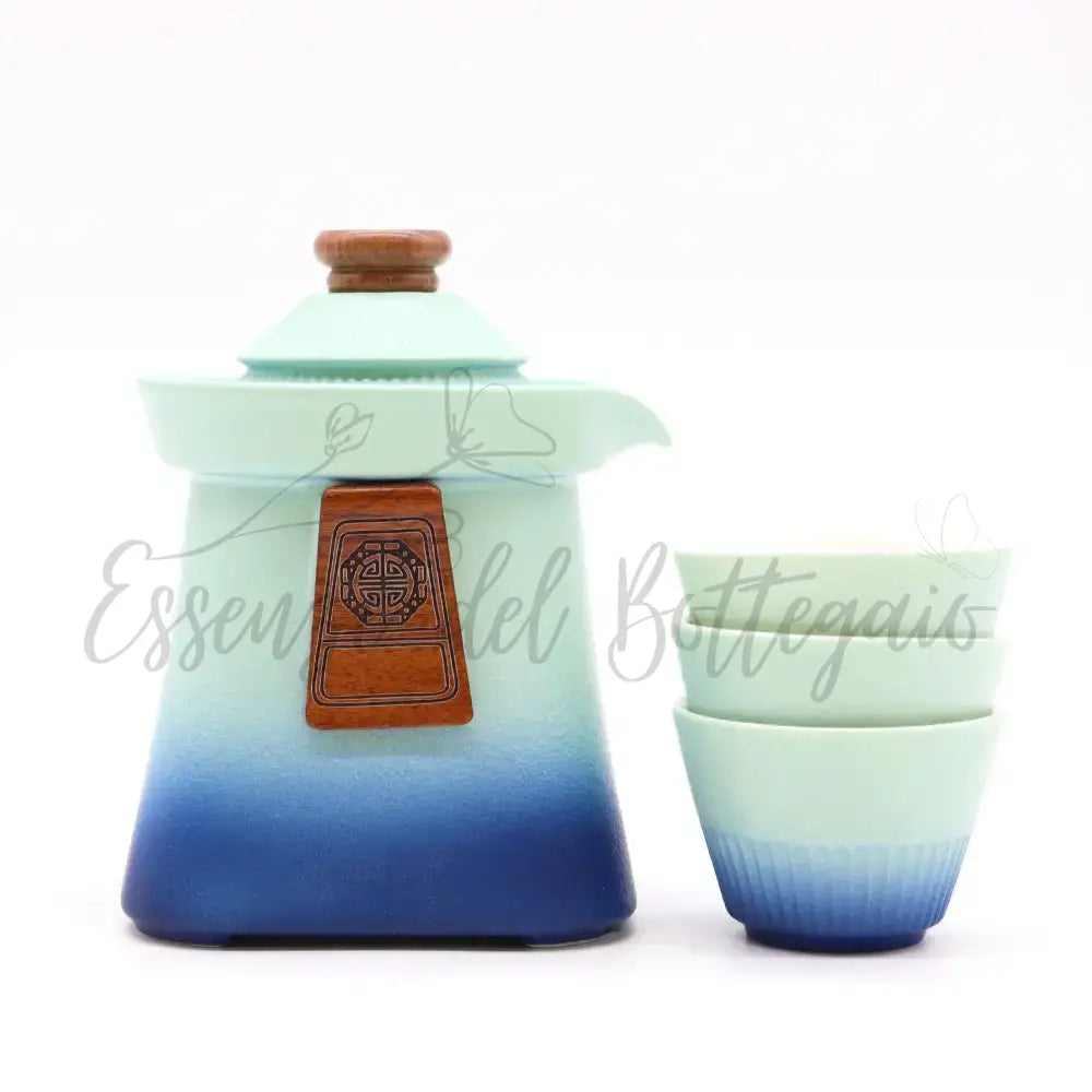 Teiera & 3 Tazze - Tempio - Blu Cielo - Herbal Teapot Set
