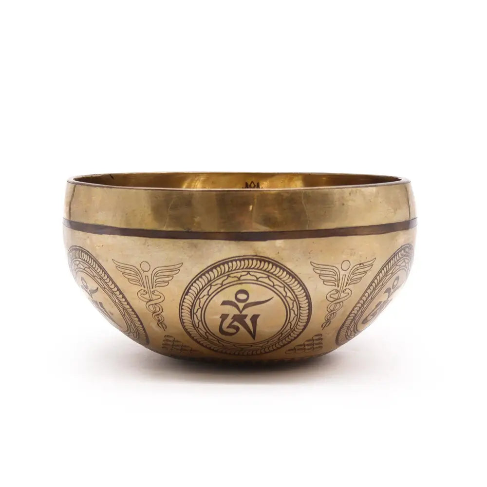 Tibetan Healing Engraved Bowl - 16cm - Bodhi Tree Buddha - Tibetan Singing Bowls
