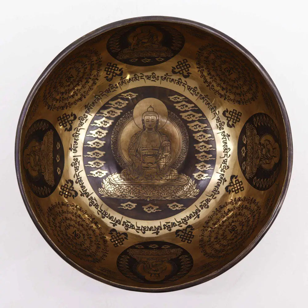Tibetan Healing Engraved Bowl - 21cm - 5 Buddhas - Tibetan Singing Bowls