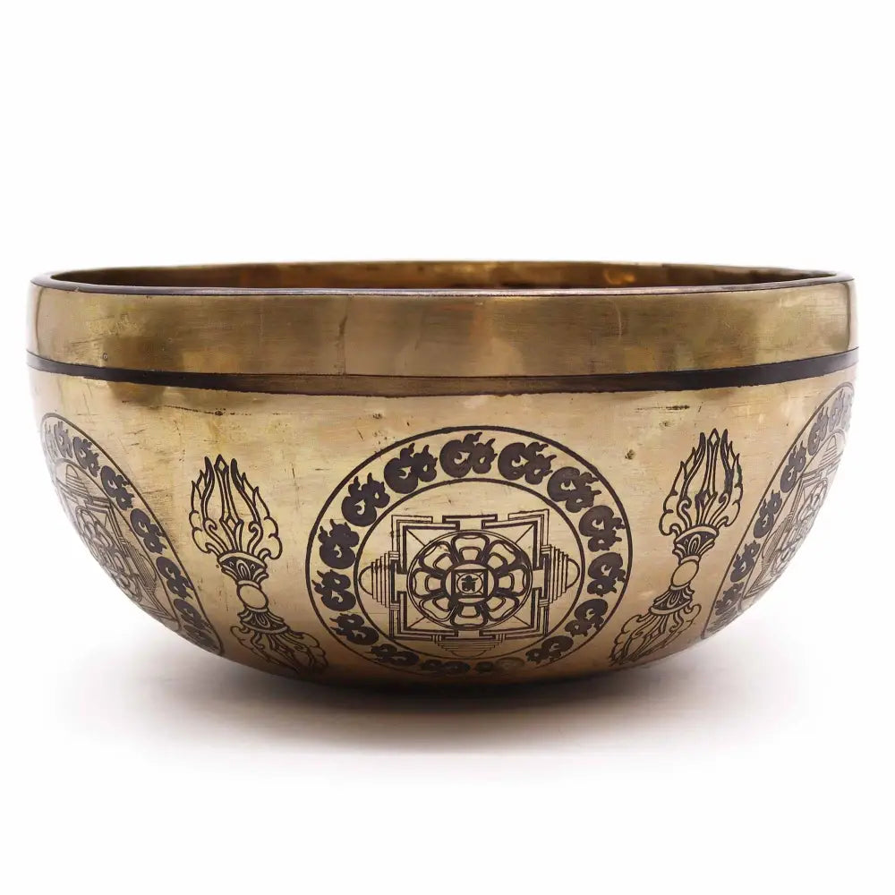 Tibetan Healing Engraved Bowl - 21cm - 5 Buddhas - Tibetan Singing Bowls