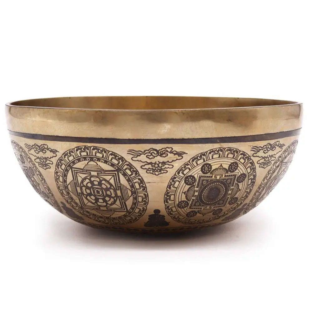 Tibetan Healing Engraved Bowl - 21cm - 7 Chakra & Flower of - Tibetan Singing Bowls