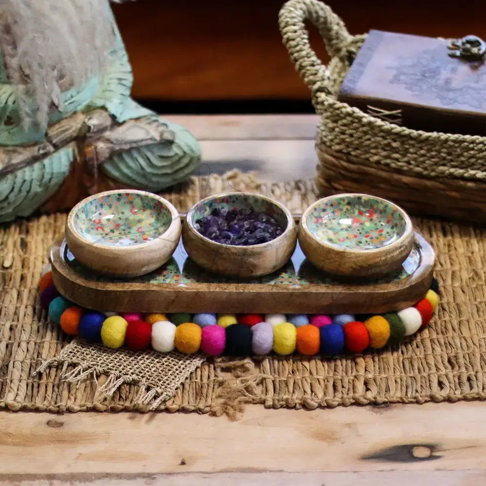 Tovaglietta in Feltro Ovale 38x18cm - Multicolore - Felt Placemats & Coasters