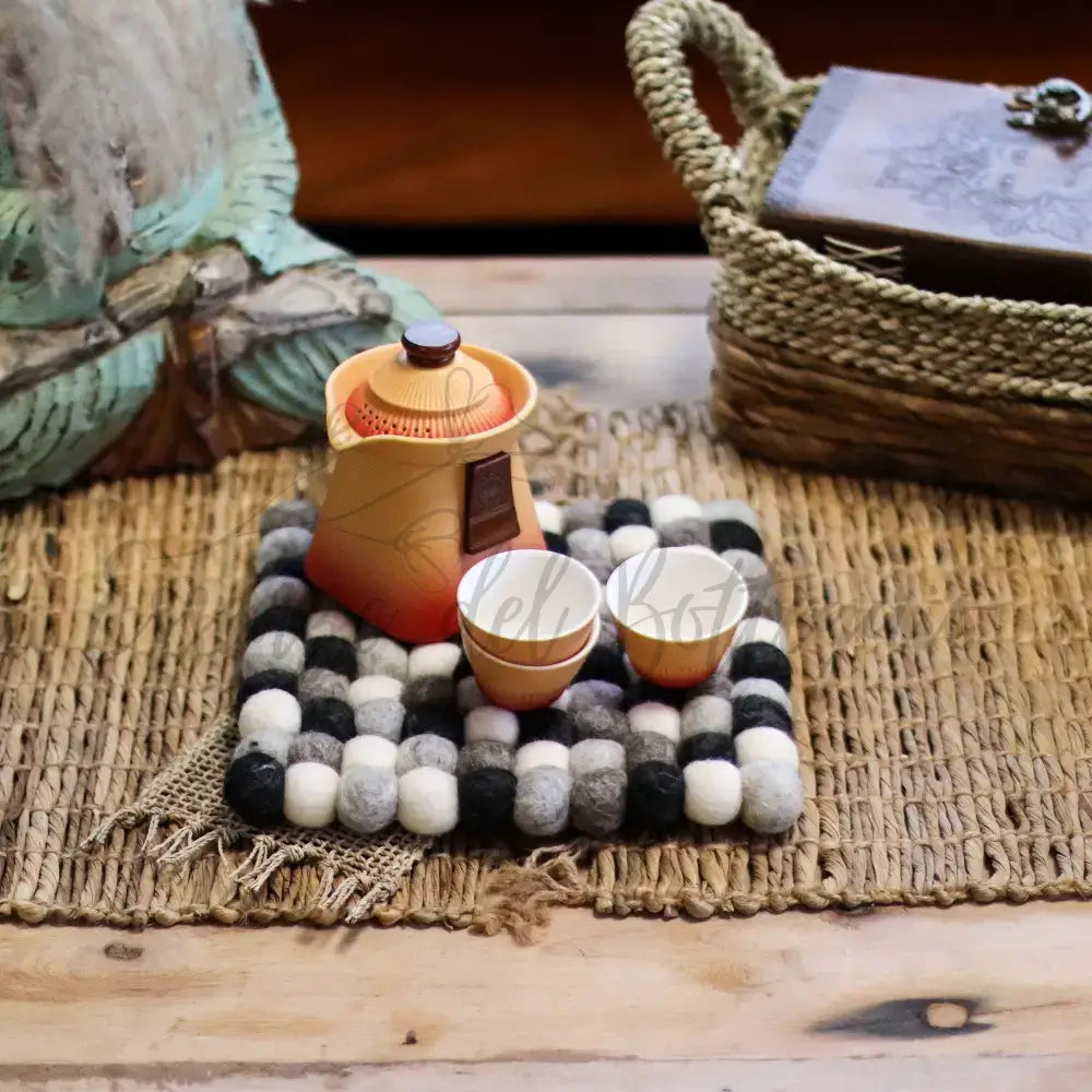 Tovaglietta in Feltro Quadrata 20cm - Grigio - Felt Placemats & Coasters