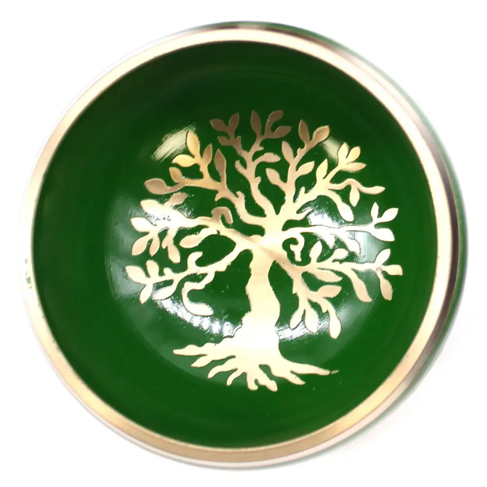 Tree of Life Singing Bowl Set- Green 10.7cm - Tibetan Singing Bowls