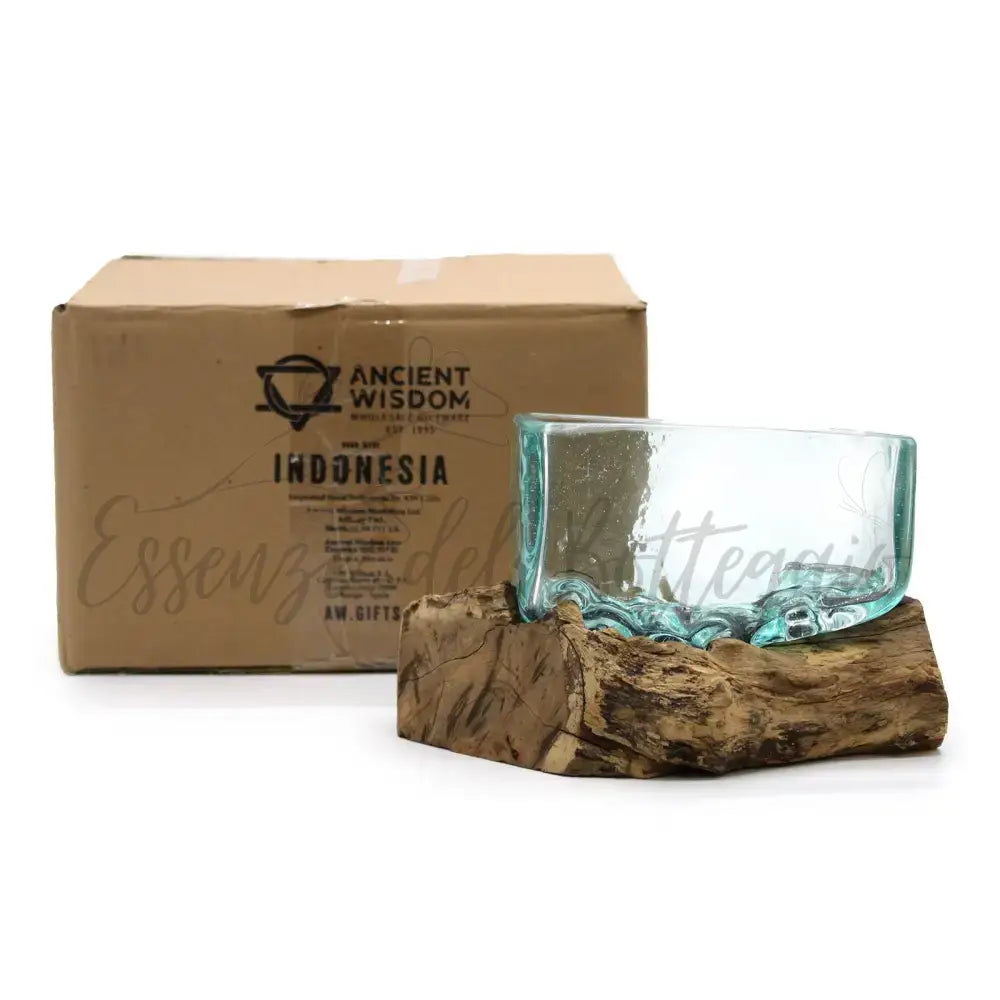 Vasca in vetro soffiato su legno con supporto - Ciotola - Molten Glass on Wood