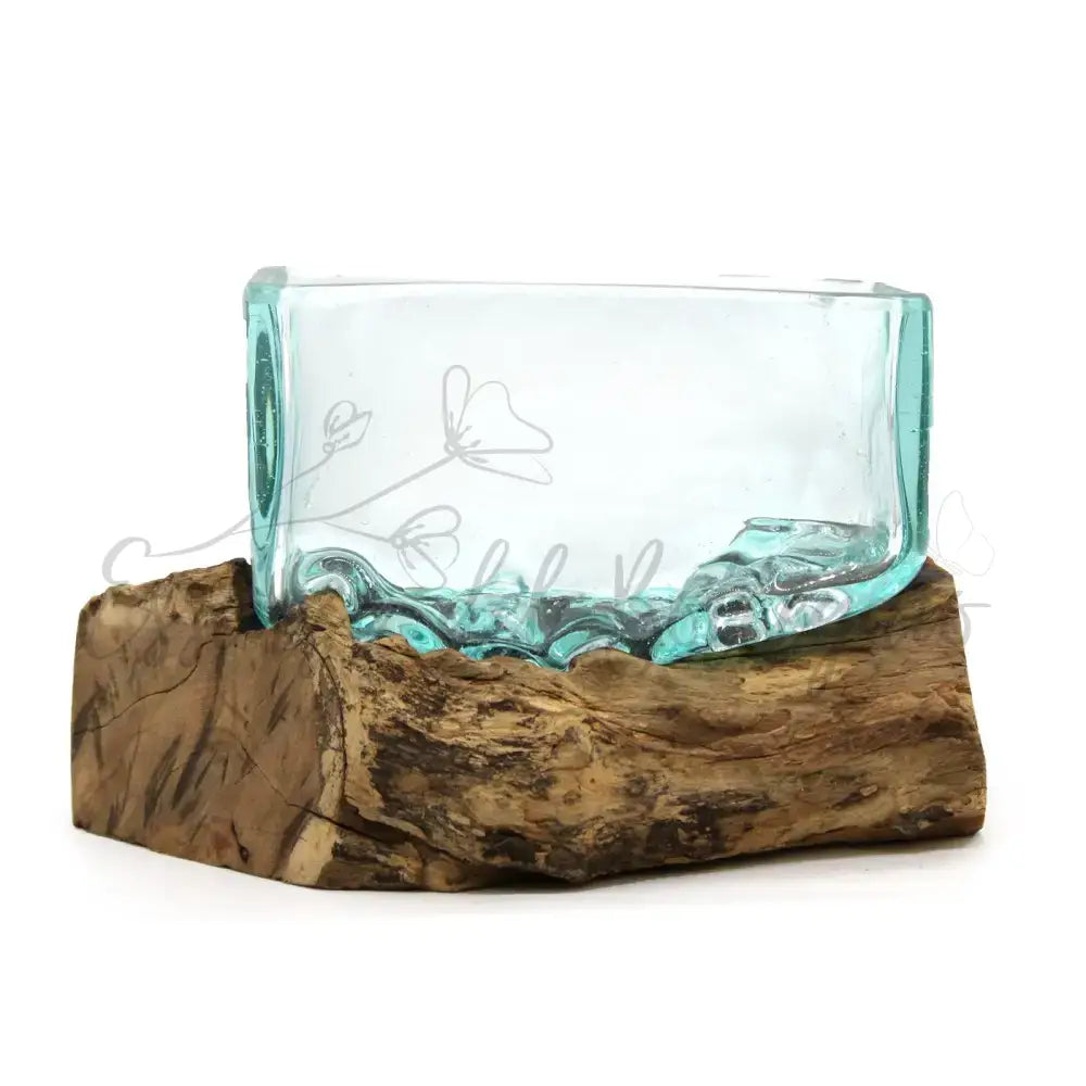 Vasca in vetro soffiato su legno con supporto - Ciotola - Molten Glass on Wood