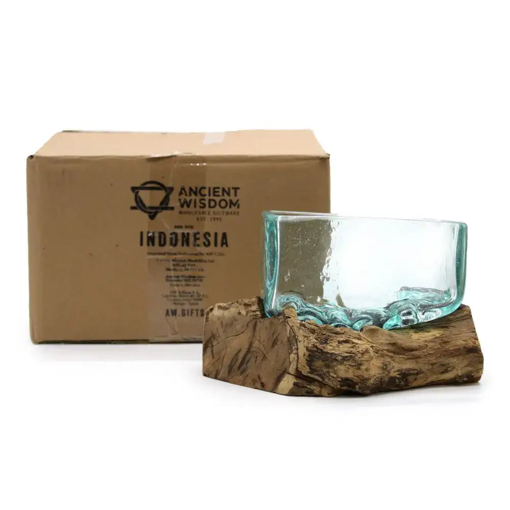 Vasca in vetro soffiato su legno con supporto - Ciotola - Molten Glass on Wood