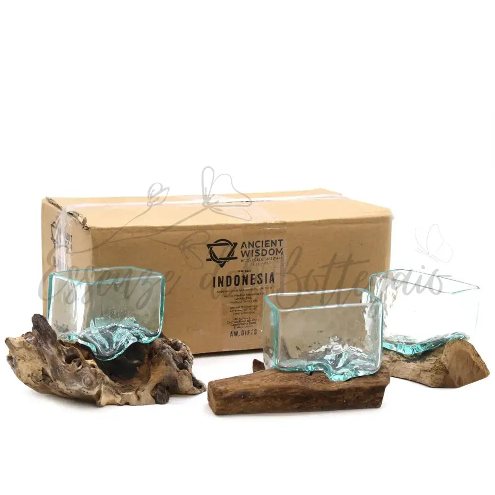 Vasca in vetro soffiato su legno con supporto - Ciotola - Molten Glass on Wood