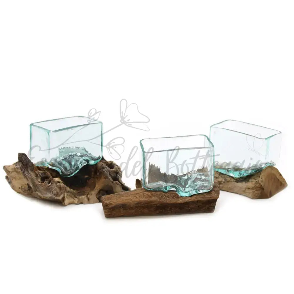 Vasca in vetro soffiato su legno con supporto - Ciotola - Molten Glass on Wood