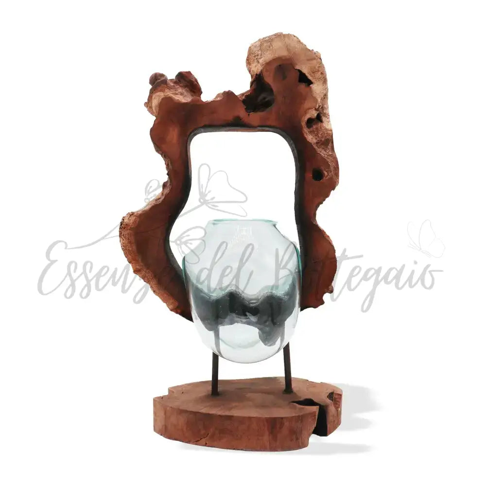 Vaso artistico sospeso in vetro Molton su legno - Molten Glass on Wood