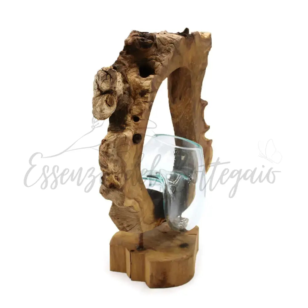 Vaso artistico sospeso in vetro Molton su legno - Molten Glass on Wood