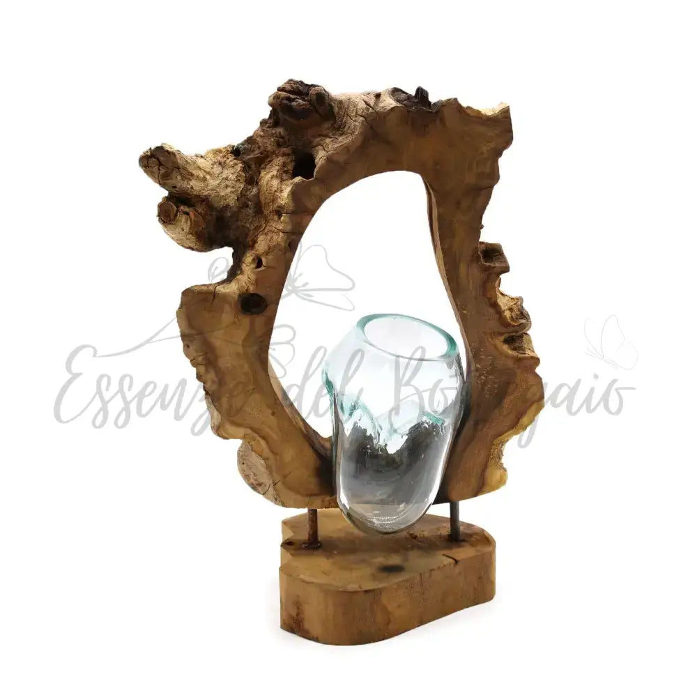 Vaso artistico sospeso in vetro Molton su legno - Molten Glass on Wood