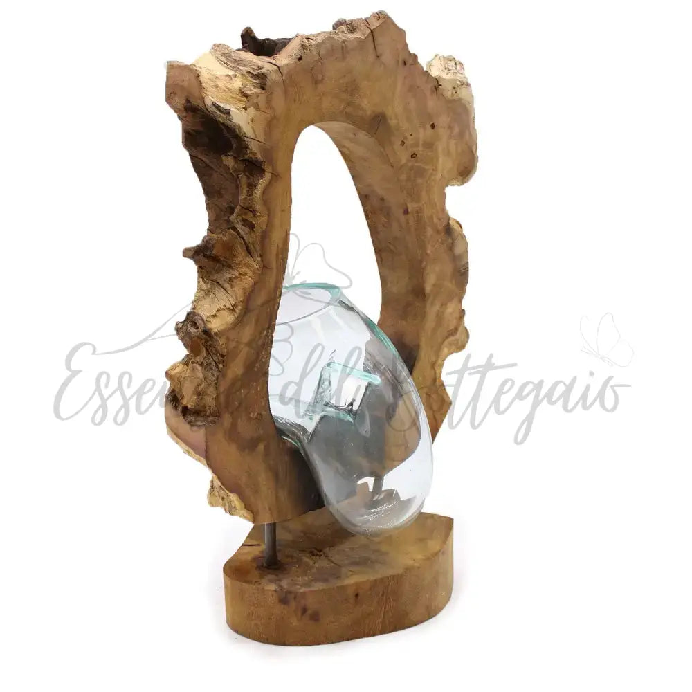 Vaso artistico sospeso in vetro Molton su legno - Molten Glass on Wood