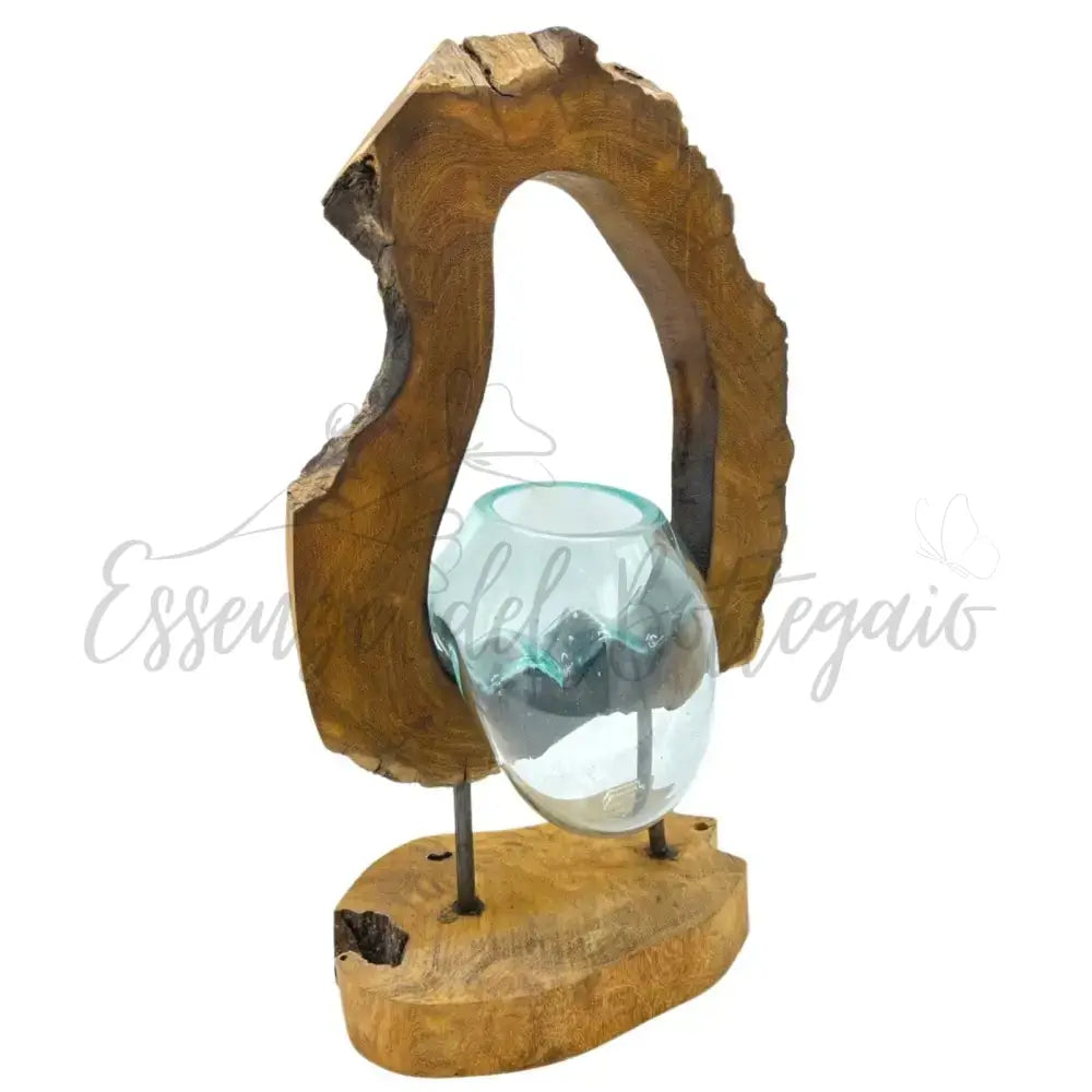 Vaso artistico sospeso in vetro Molton su legno - Molten Glass on Wood
