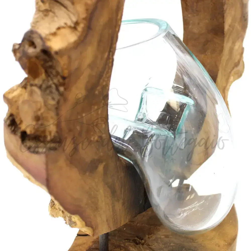 Vaso artistico sospeso in vetro Molton su legno - Molten Glass on Wood