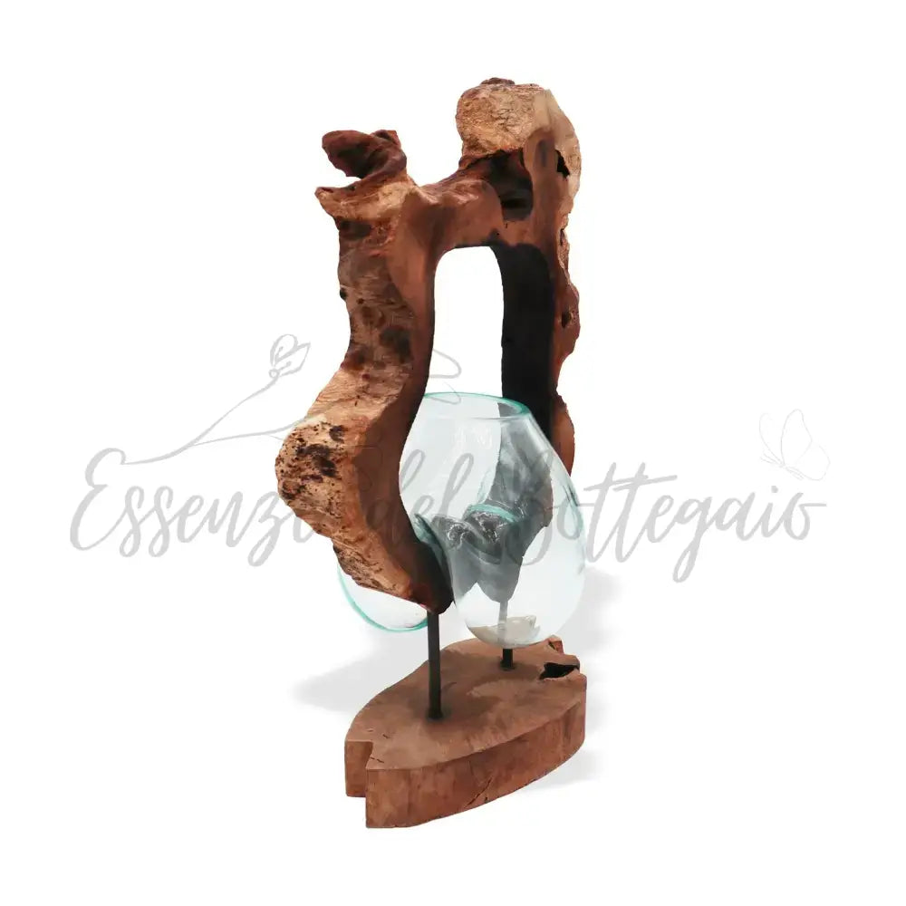 Vaso artistico sospeso in vetro Molton su legno - Molten Glass on Wood