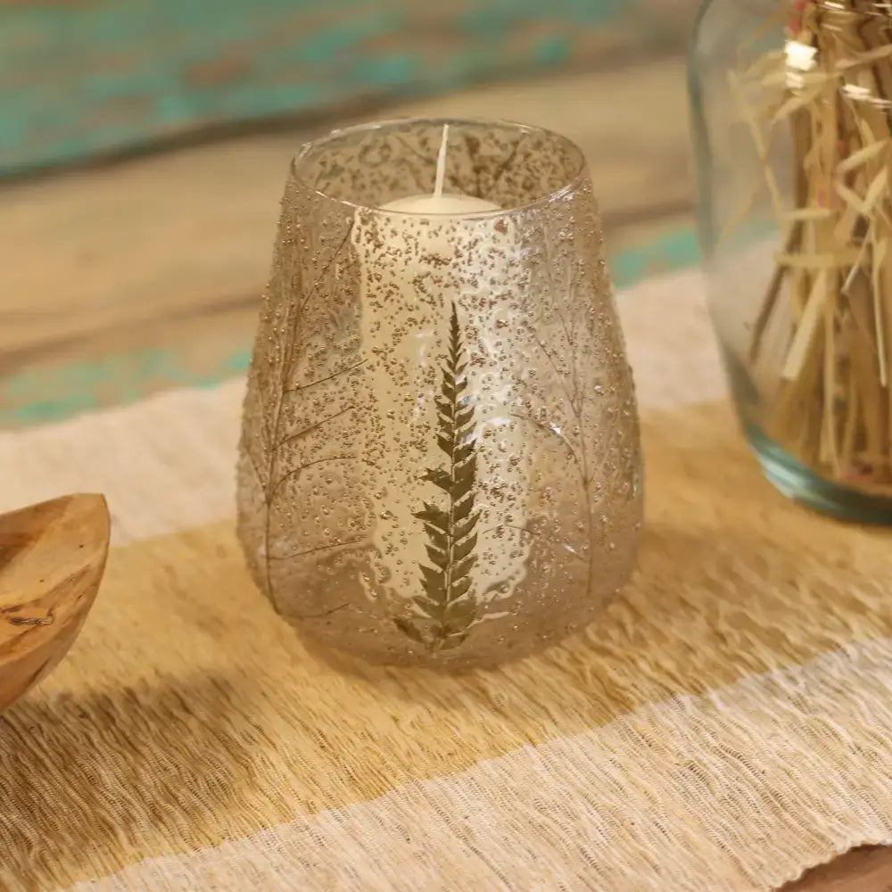 Vetro floreale naturale - Portacandele a ciotola grande - Natural Floral Glass Candle Holders