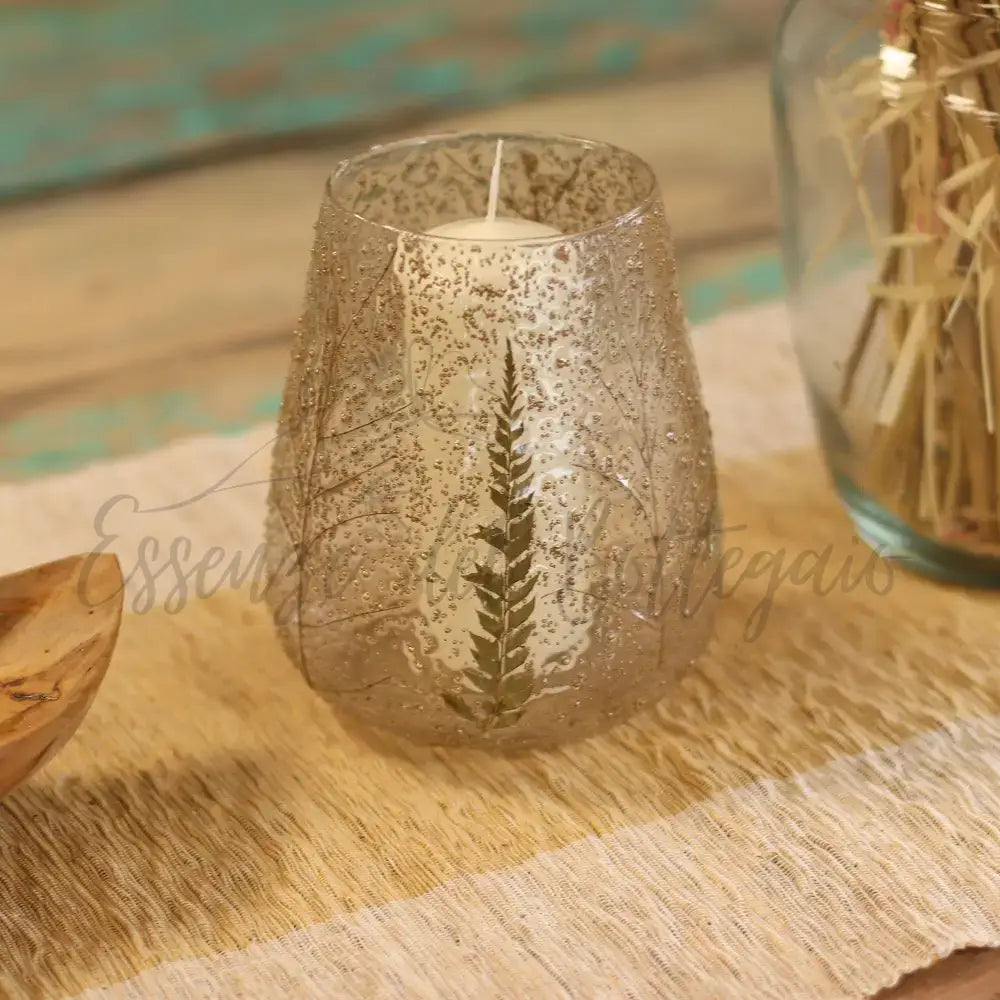 Vetro floreale naturale - Portacandele a ciotola grande - Natural Floral Glass Candle Holders