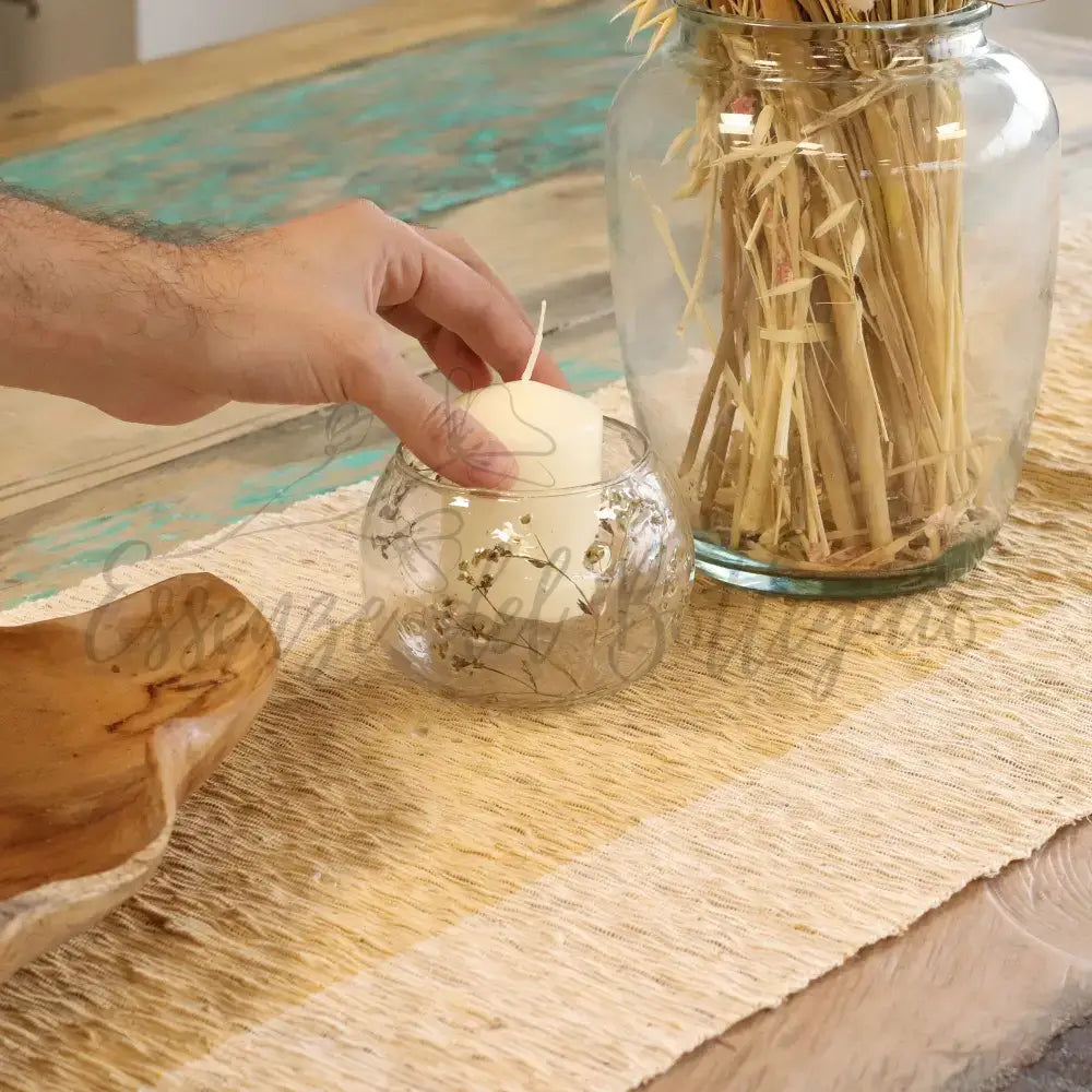 Vetro floreale naturale - Portacandele a ciotola - Natural Floral Glass Candle Holders