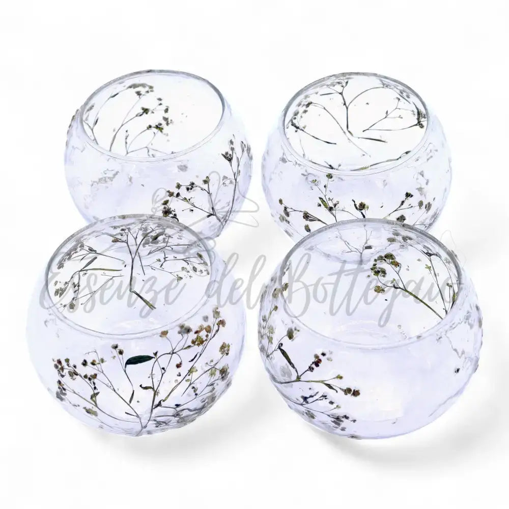 Vetro floreale naturale - Portacandele a ciotola - Natural Floral Glass Candle Holders