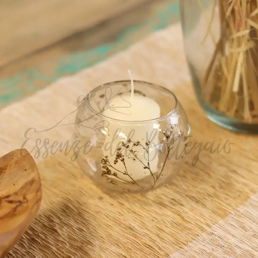 Vetro floreale naturale - Portacandele a ciotola - Natural Floral Glass Candle Holders