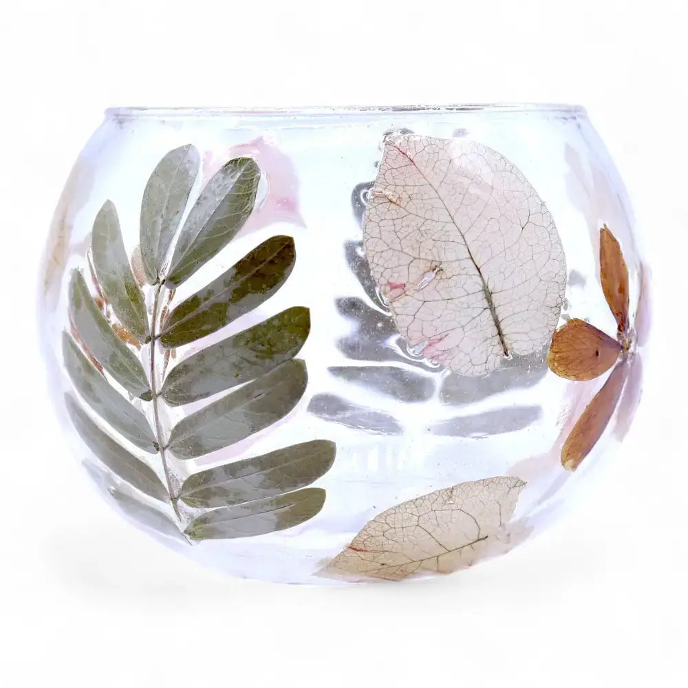 Vetro floreale naturale - Portacandele a ciotola - Natural Floral Glass Candle Holders
