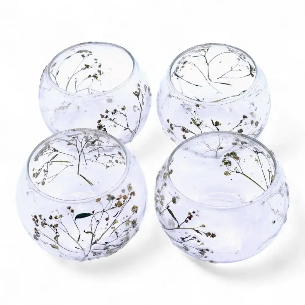 Vetro floreale naturale - Portacandele a ciotola - Natural Floral Glass Candle Holders