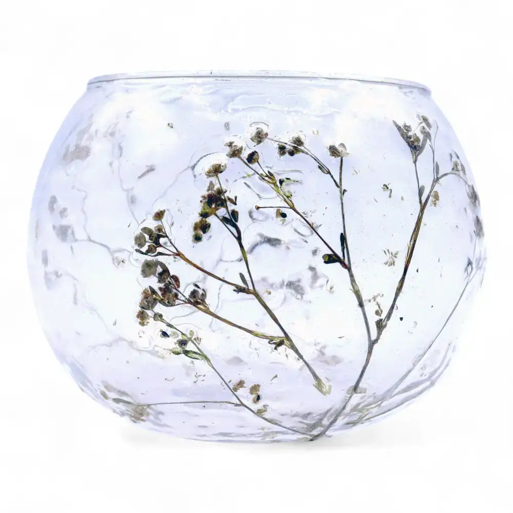 Vetro floreale naturale - Portacandele a ciotola - Natural Floral Glass Candle Holders