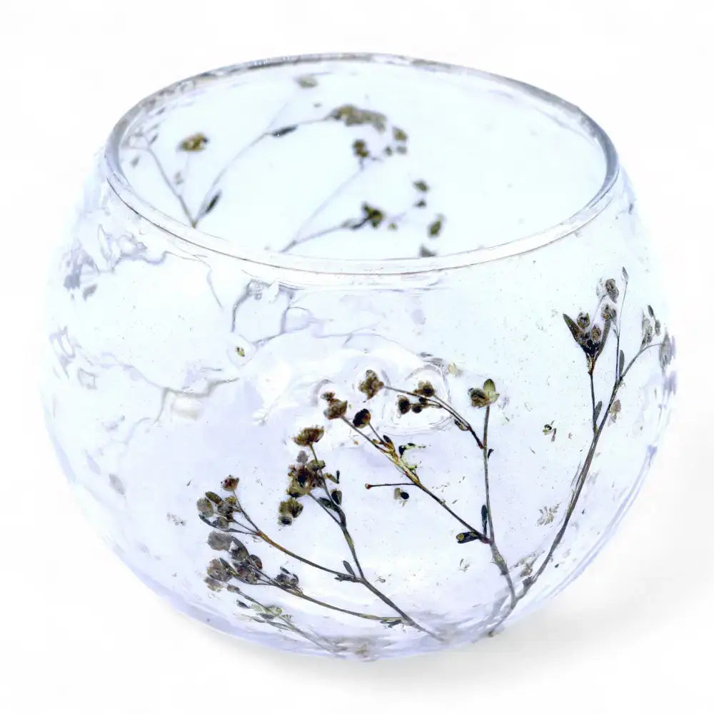 Vetro floreale naturale - Portacandele a ciotola - Natural Floral Glass Candle Holders