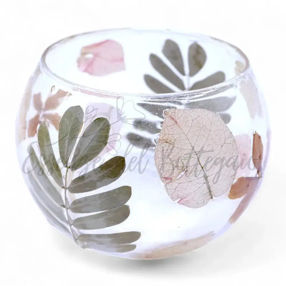 Vetro floreale naturale - Portacandele a ciotola - Natural Floral Glass Candle Holders
