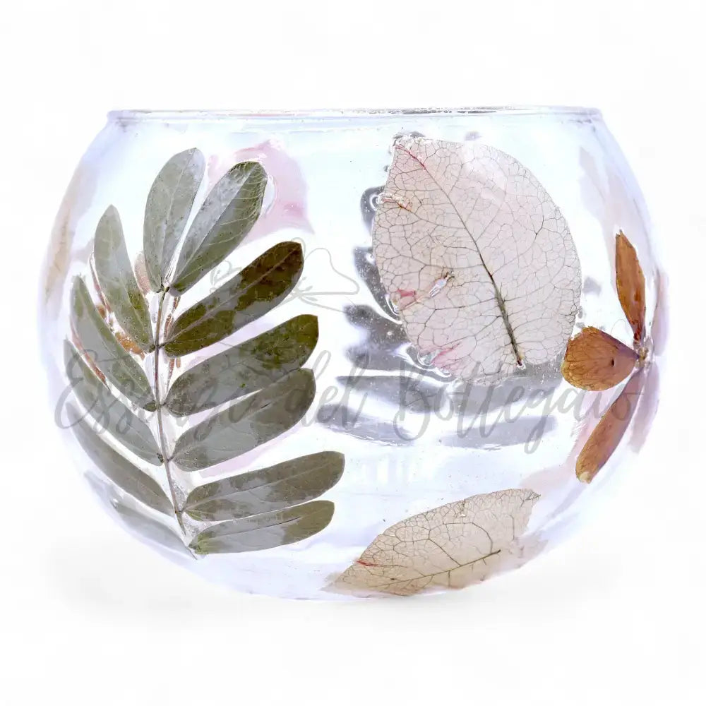 Vetro floreale naturale - Portacandele a ciotola - Natural Floral Glass Candle Holders