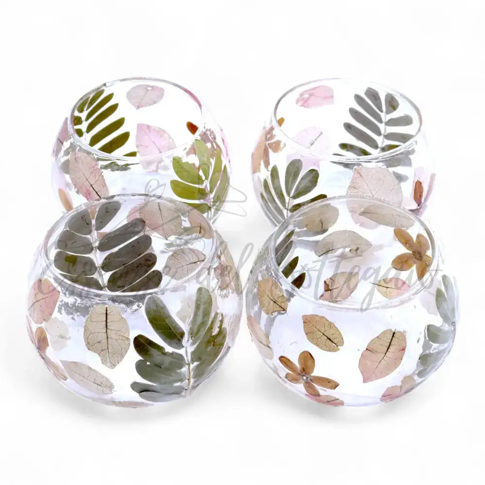 Vetro floreale naturale - Portacandele a ciotola - Natural Floral Glass Candle Holders