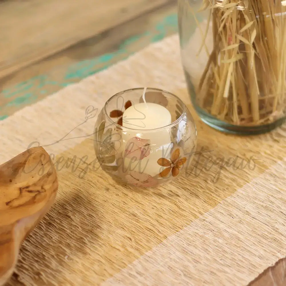 Vetro floreale naturale - Portacandele a ciotola - Natural Floral Glass Candle Holders