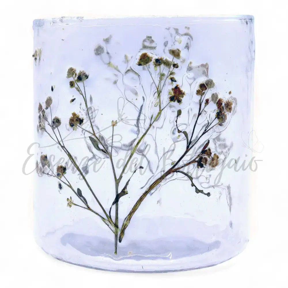 Vetro floreale naturale - Portacandele dritto - Margarita - Natural Floral Glass Candle Holders