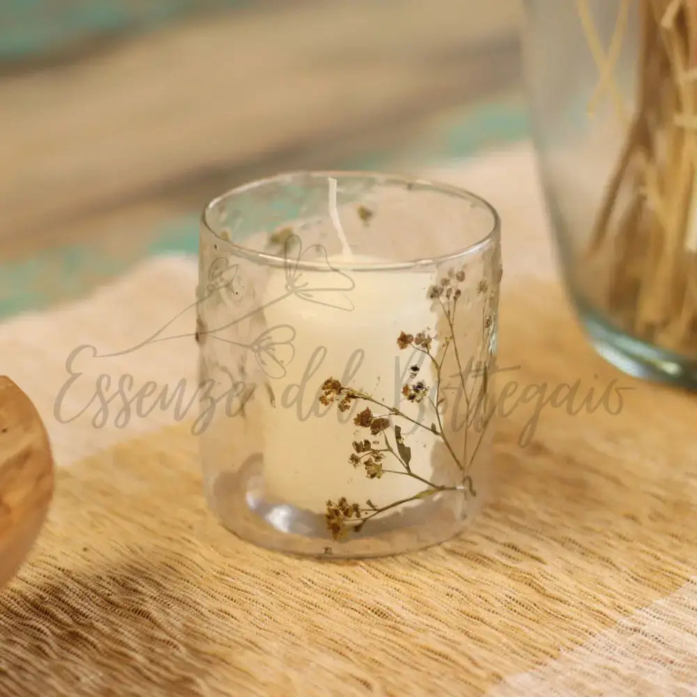 Vetro floreale naturale - Portacandele dritto - Margarita - Natural Floral Glass Candle Holders