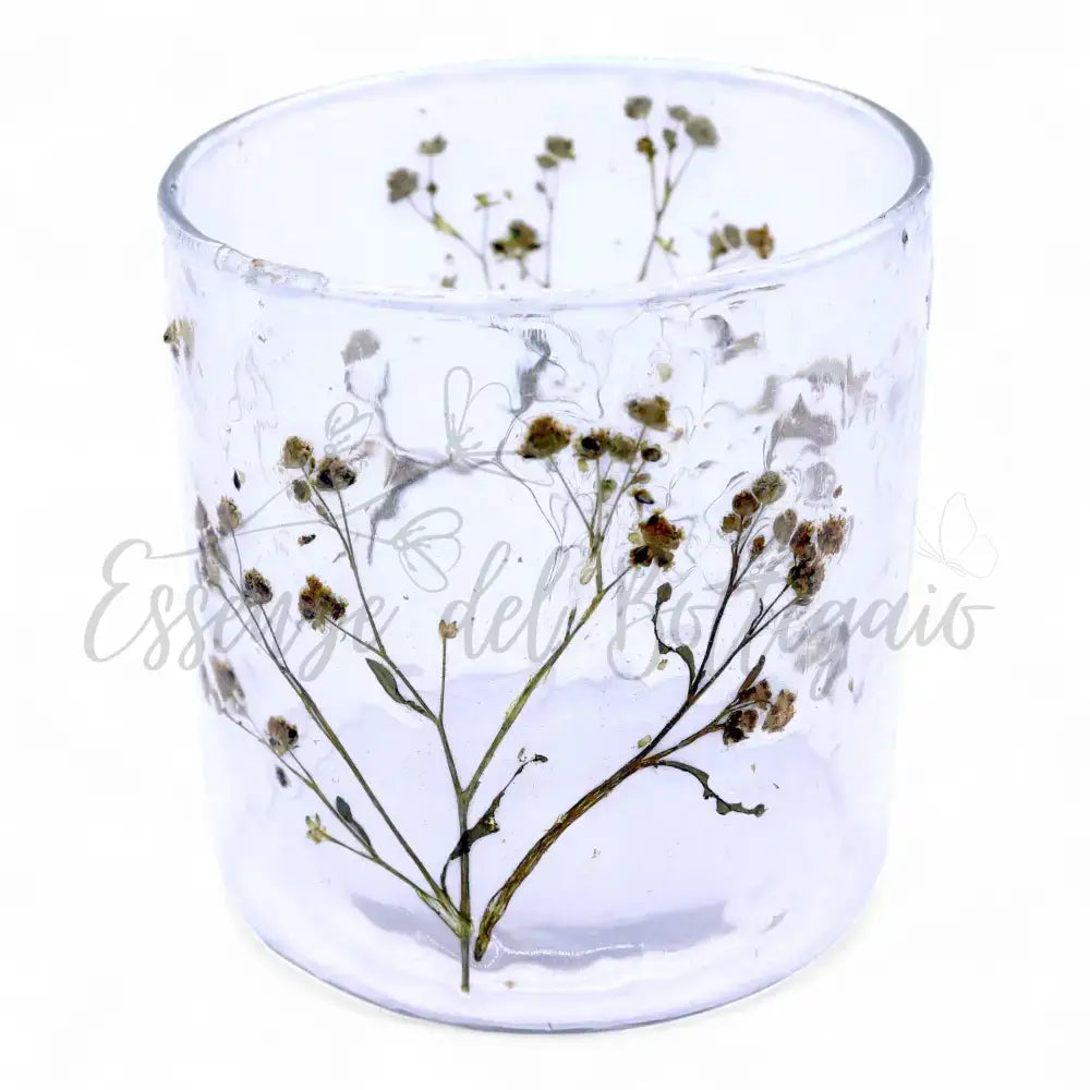 Vetro floreale naturale - Portacandele dritto - Margarita - Natural Floral Glass Candle Holders