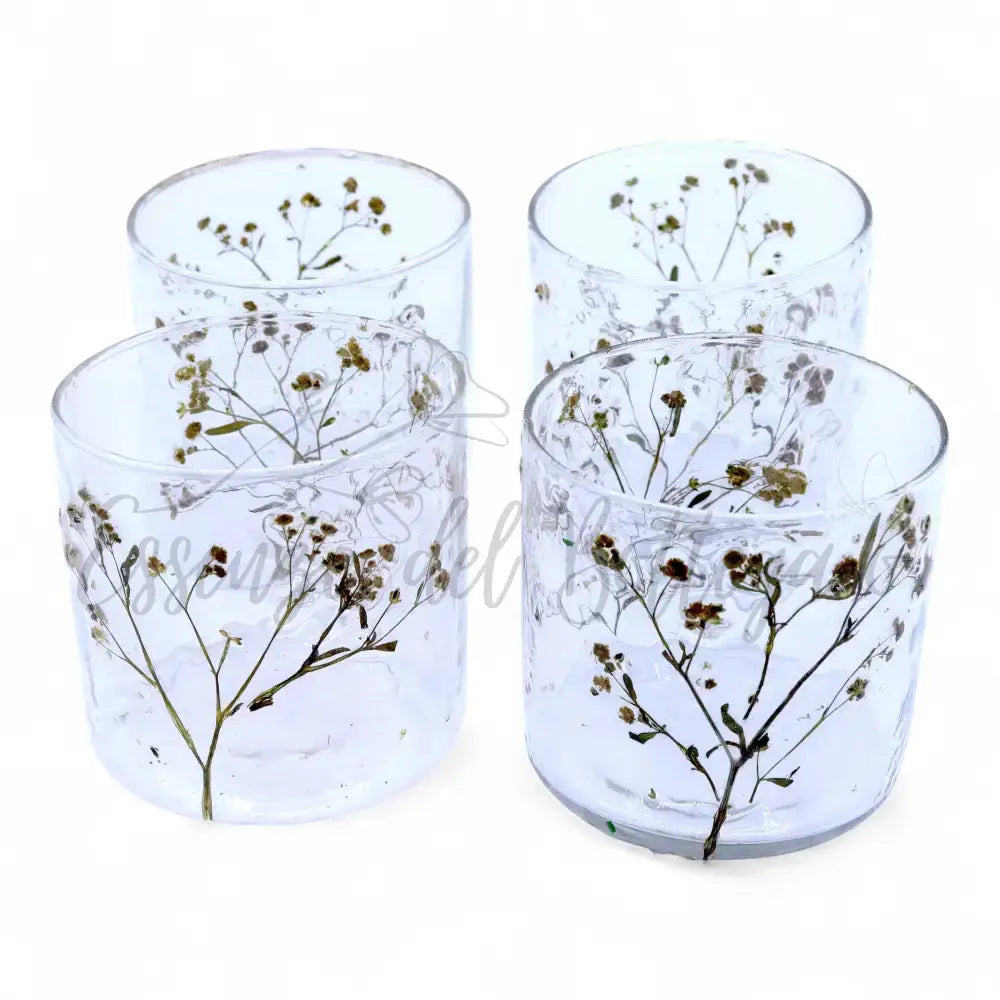 Vetro floreale naturale - Portacandele dritto - Margarita - Natural Floral Glass Candle Holders