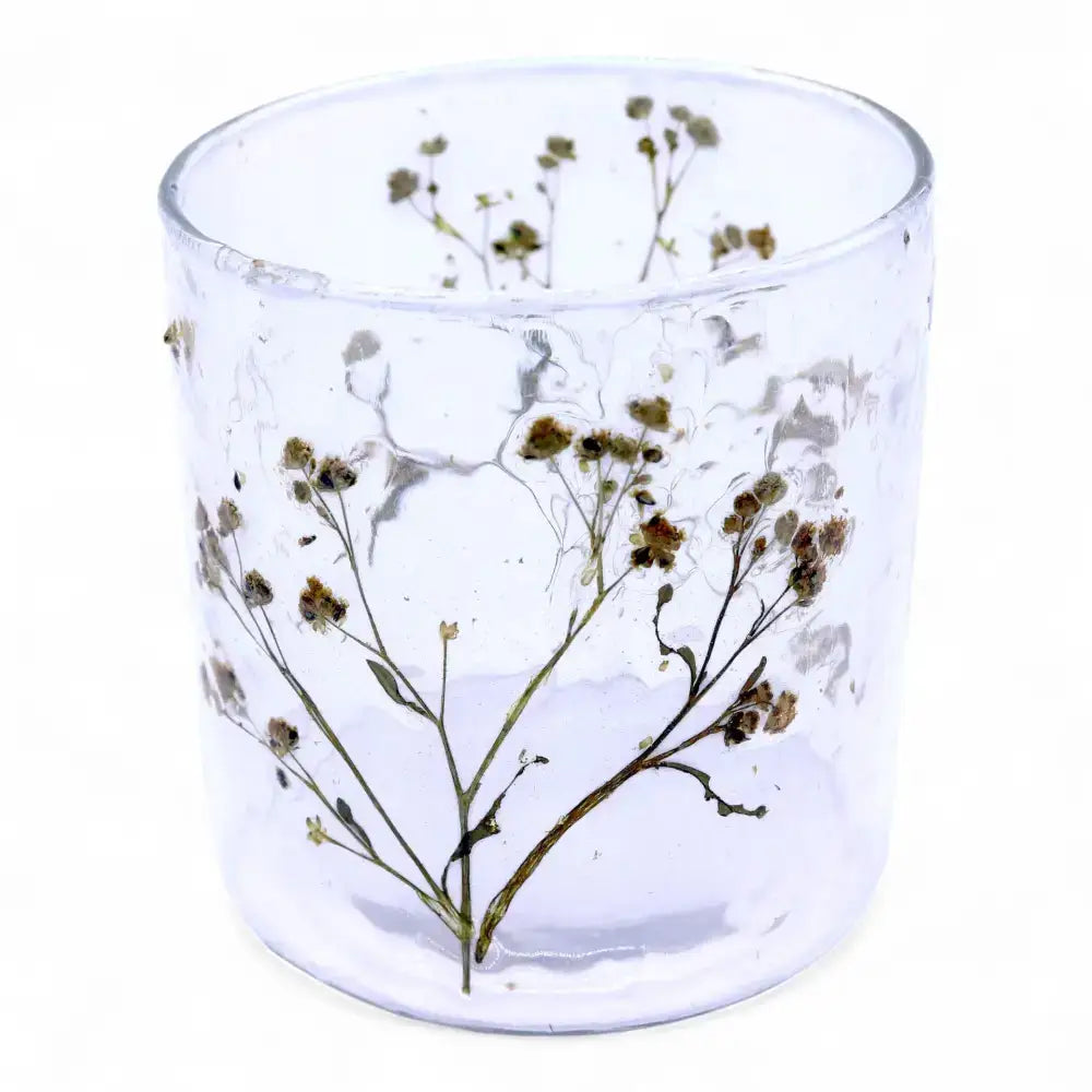 Vetro floreale naturale - Portacandele dritto - Margarita - Natural Floral Glass Candle Holders