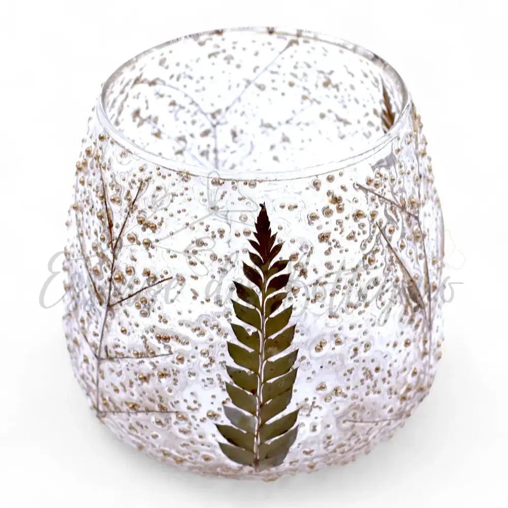 Vetro floreale naturale - Portacandele dritto - Pino - Natural Floral Glass Candle Holders