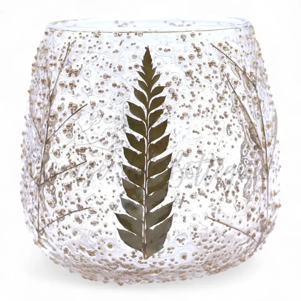 Vetro floreale naturale - Portacandele dritto - Pino - Natural Floral Glass Candle Holders