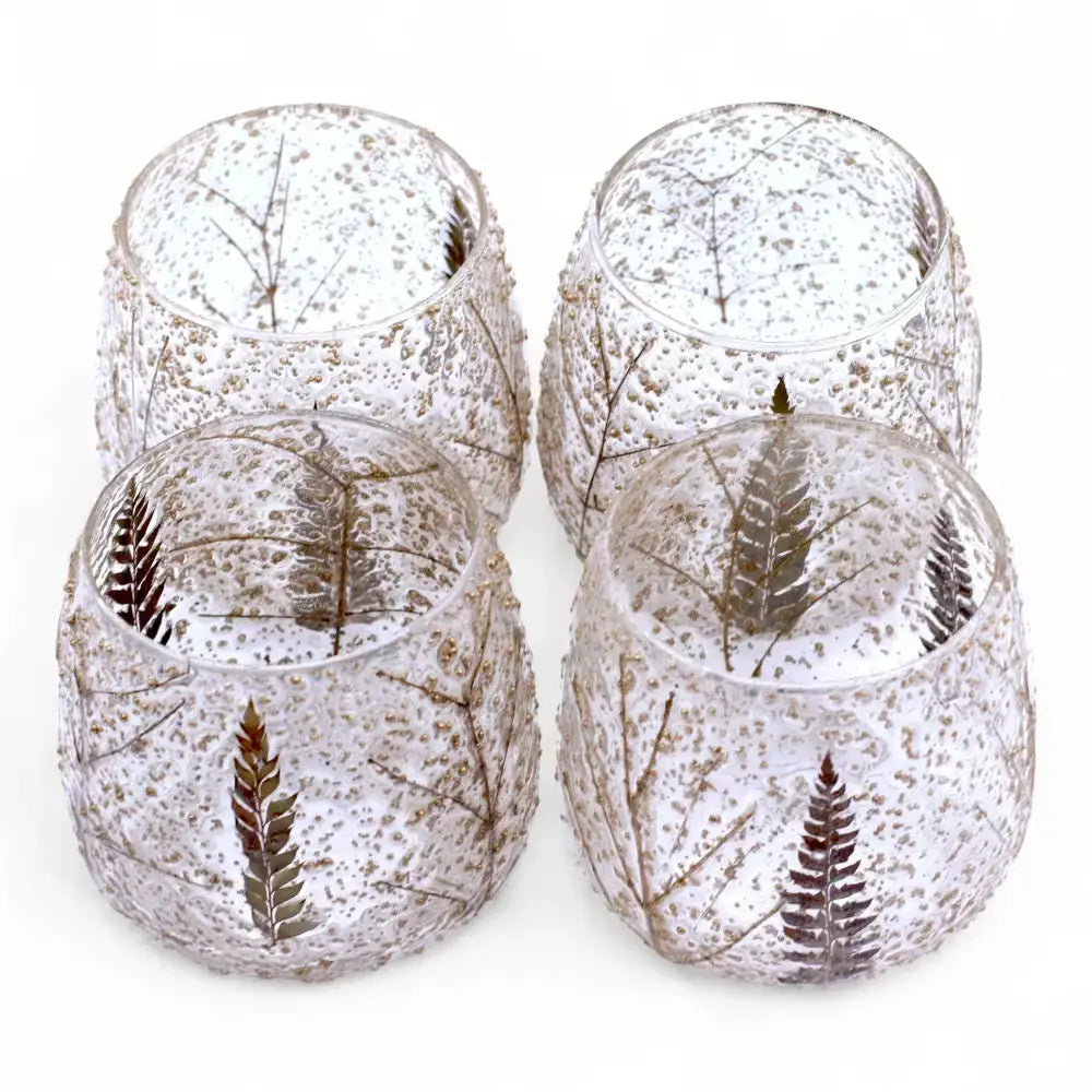 Vetro floreale naturale - Portacandele dritto - Pino - Natural Floral Glass Candle Holders